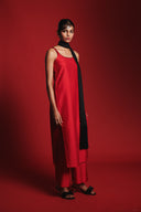Scarlet Silk Embroidered Women's Slip Kurta