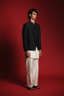 Charcoal Silk Embroidered Men's Bandhgala Jacket