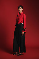Scarlet Silk Embroidered Women's Wide Cuff Shirt