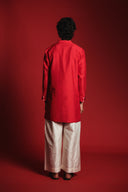 Scarlet Silk Men's Pleated Placket Kurta