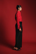 Charcoal Silk Women's Tie Waist Pants