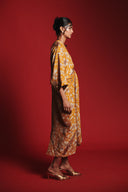 Wild Lilies Silk Women's Gathered Kaftan Dress