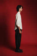 Charcoal Silk Men's Pleated Tapered Pants