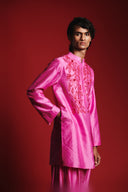 Gulabi Silk Embroidered Men's Band Collar Kurta Set