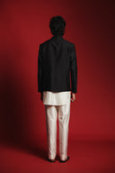 Charcoal Silk Embroidered Men's Bandhgala Jacket