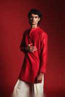 Scarlet Silk Men's Pleated Placket Kurta