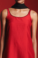 Scarlet Silk Embroidered Women's Slip Kurta