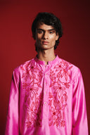 Gulabi Silk Embroidered Men's Band Collar Kurta Set