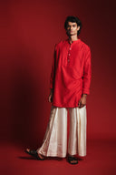 Scarlet Silk Men's Pleated Placket Kurta