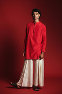 Scarlet Silk Men's Pleated Placket Kurta