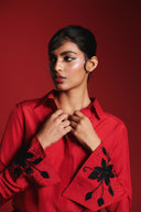 Scarlet Silk Embroidered Women's Wide Cuff Shirt