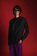 Charcoal Silk Men's Drape Shirt
