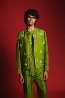 Fern Silk Men's Band Collar Shirt