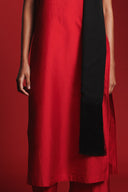 Scarlet Silk Embroidered Women's Slip Kurta