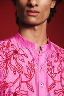 Gulabi Silk Embroidered Men's Band Collar Kurta Set