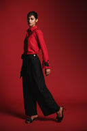 Charcoal Silk Women's Tie Waist Pants