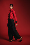Charcoal Silk Women's Tie Waist Pants