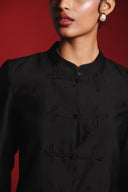 Charcoal Silk Women's Mandarin Jacket