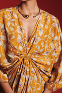 Wild Lilies Silk Women's Gathered Kaftan Dress