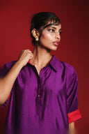 Jamun Silk Women's Collared Dolman Kurta