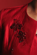 Scarlet Silk Embroidered Women's Half Sleeves Jacket