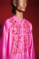 Gulabi Silk Embroidered Men's Band Collar Kurta Set