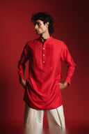 Scarlet Silk Men's Pleated Placket Kurta