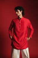 Scarlet Silk Men's Pleated Placket Kurta
