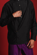 Charcoal Silk Men's Drape Shirt