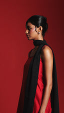 Scarlet Silk Embroidered Women's Slip Kurta
