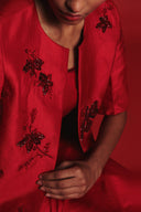 Scarlet Silk Embroidered Women's Half Sleeves Jacket