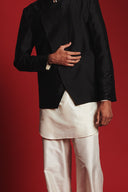 Charcoal Silk Embroidered Men's Bandhgala Jacket