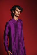 Jamun Silk Men's Pleated Placket Kurta Set