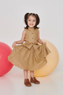 Husk Girls Band Collar Top And Gathered Skirt Set