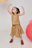 Husk Girls Band Collar Top And Gathered Skirt Set