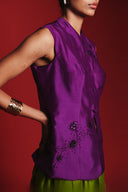 Jamun Silk Embroidered Women's Sleeveless Jacket