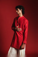 Scarlet Silk Men's Pleated Placket Kurta