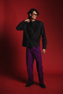 Charcoal Silk Men's Drape Shirt