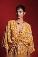 Wild Lilies Silk Women's Gathered Kaftan Dress