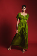 Fern Silk Women's Puff Sleeve Maxi Dress