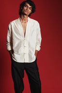 Charcoal Silk Men's Pleated Tapered Pants