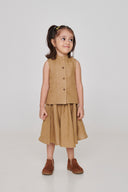 Husk Girls Band Collar Top And Gathered Skirt Set