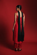 Scarlet Silk Embroidered Women's Slip Kurta