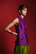 Jamun Silk Embroidered Women's Sleeveless Jacket