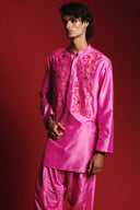 Gulabi Silk Embroidered Men's Band Collar Kurta