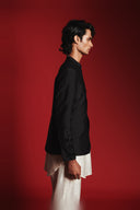 Charcoal Silk Embroidered Men's Bandhgala Jacket