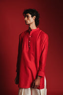 Scarlet Silk Men's Pleated Placket Kurta