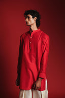 Scarlet Silk Men's Pleated Placket Kurta