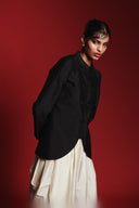 Charcoal Silk Women's Mandarin Jacket