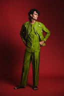 Fern Silk Men's Band Collar Shirt